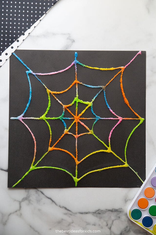 Salt Painted Spiderwebs