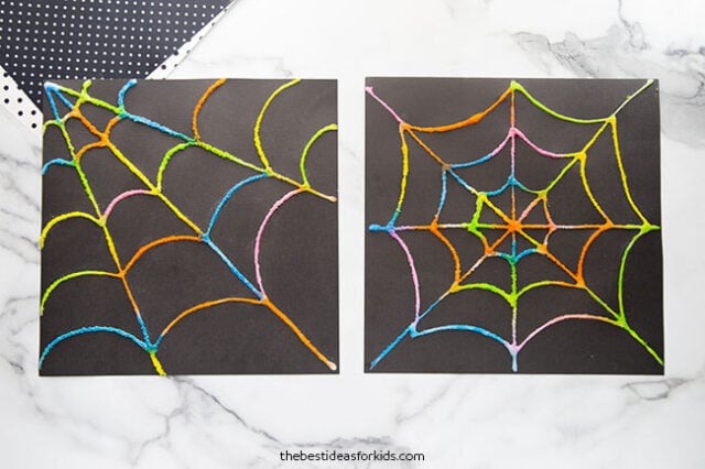 spiderweb salt painting for kids