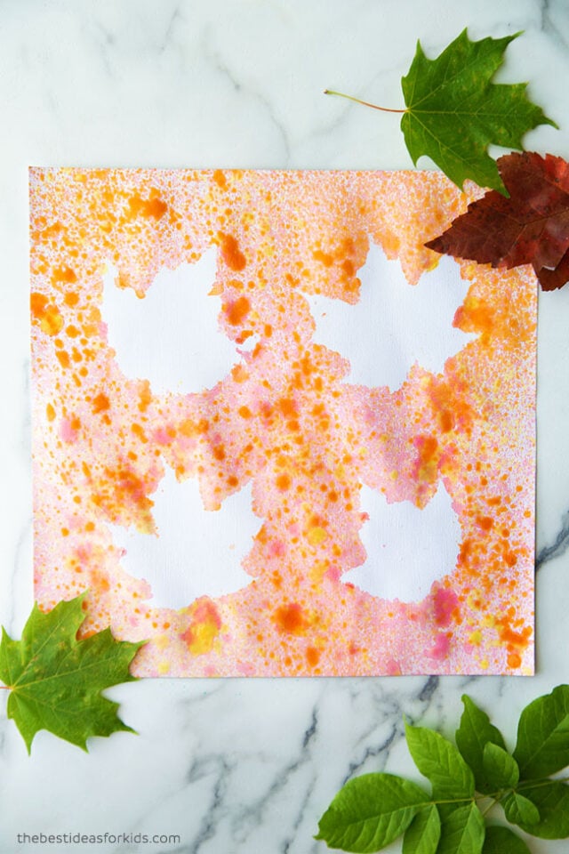 spray painted leaf craft