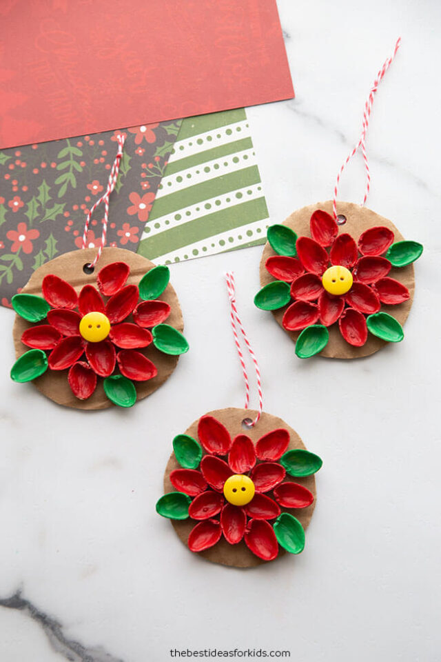 pistachio poinsettia ornament craft