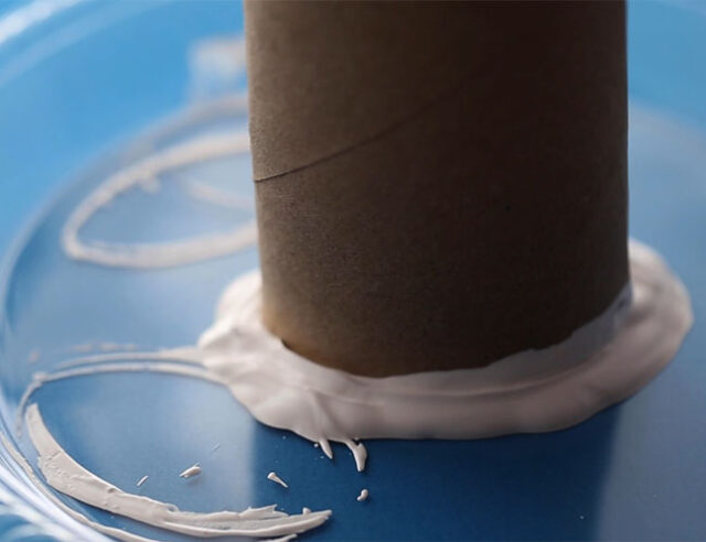 Dip Paper Roll into White Paint