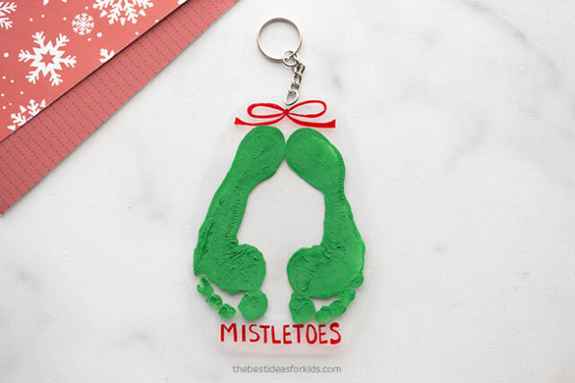 Footprint Mistletoes Shrinky Dink Keychain