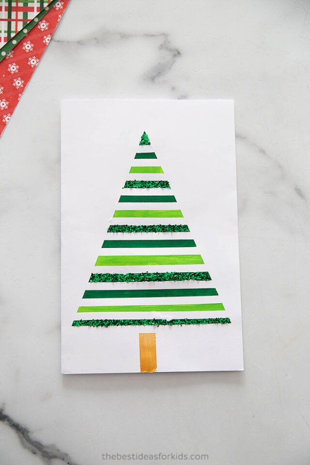 Line Painted Christmas Tree Card