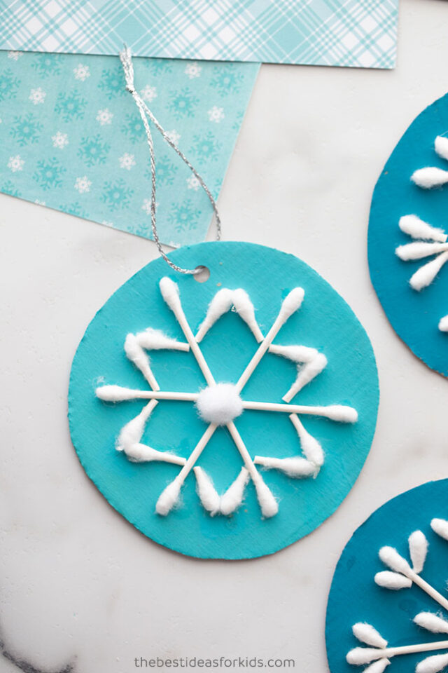 Q tip Snowflake Ornament