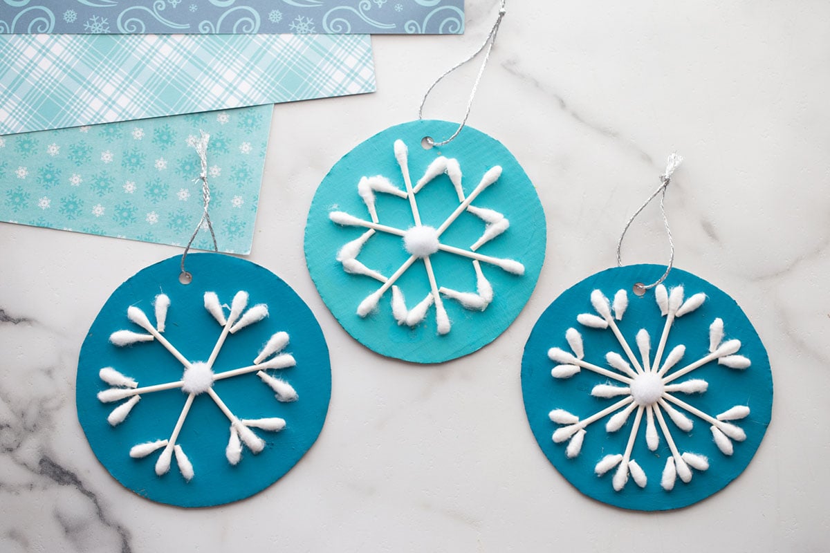 Q-Tip Snowflake Ornament Craft for Kids to Make - Crafty Morning