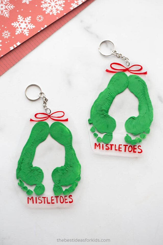 Shrinky Dink Footprint Mistletoes