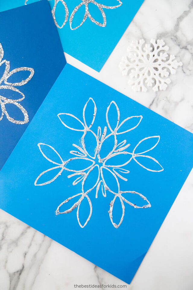 Homemade Snowflake Stamp Paintings