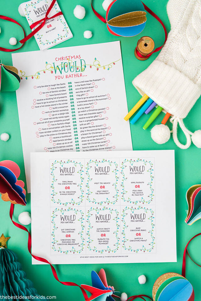 Christmas Would You Rather Game for Kids Printable Christmas 