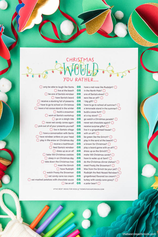 Christmas Would You Rather? - Free Printable! - Kids Activity Zone