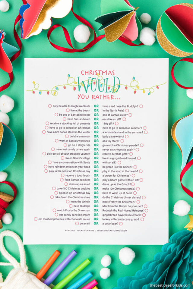 50 Christmas Would You Rather Free Printables The Best Ideas For Kids