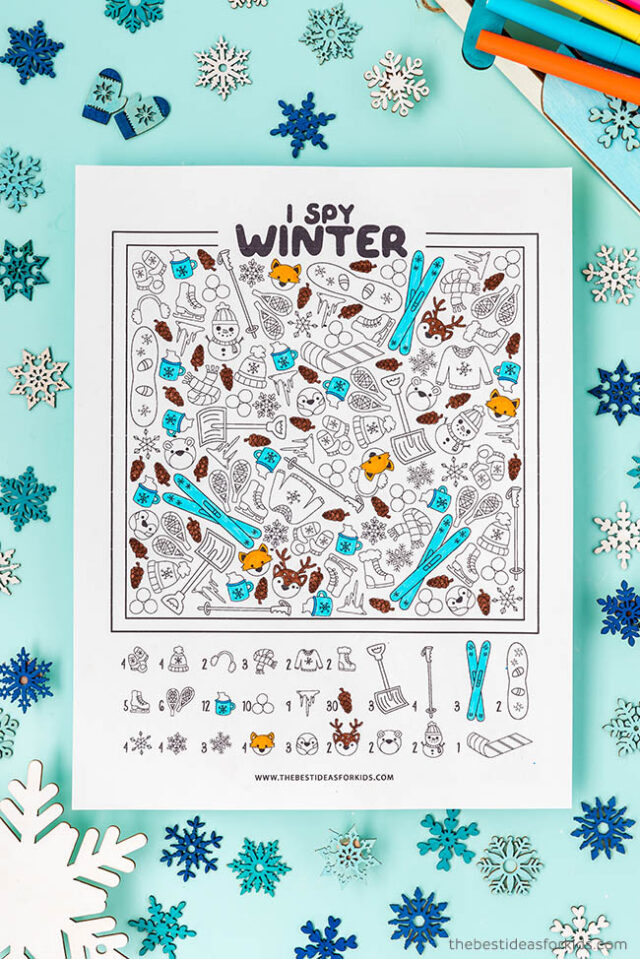 I Spy Winter Coloring Page