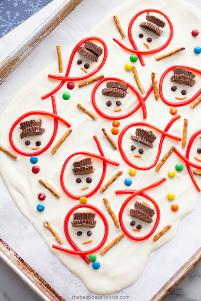 Melted Snowman Chocolate Bark