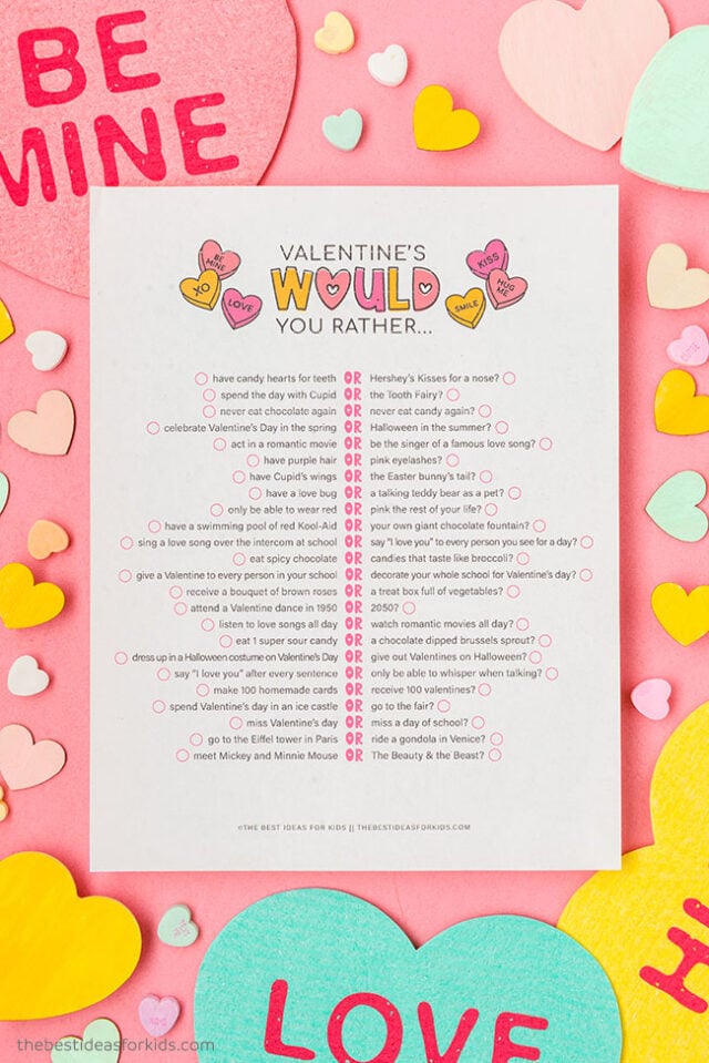 Valentine's Day Would You Rather Printable