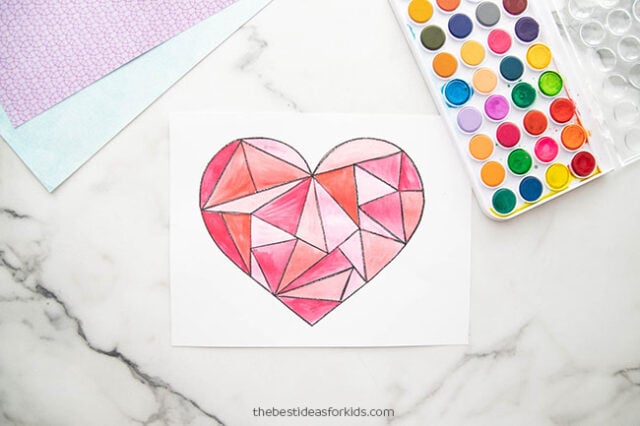 Geometric Heart Art Valentines
