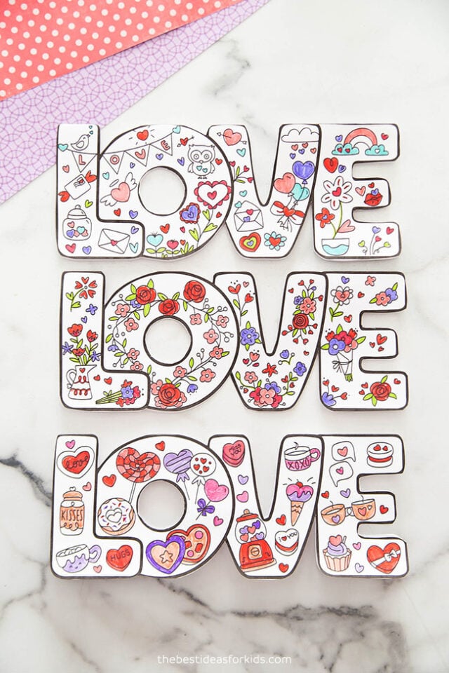 Printable Love Cards to Color