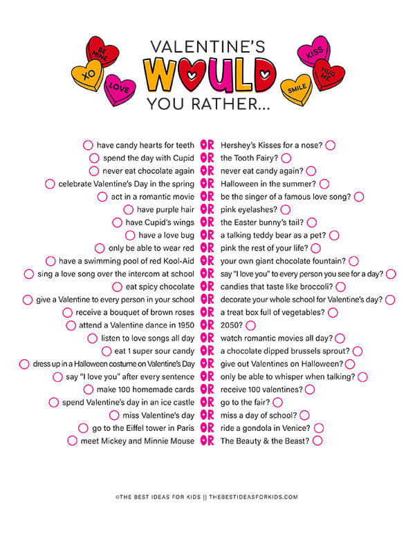 Valentines Day Would You Rather Printable