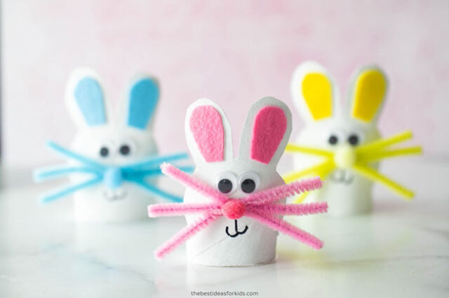 Cut out paper roll bunnies