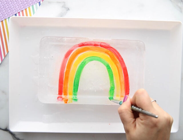 Paint Rainbow on Ice