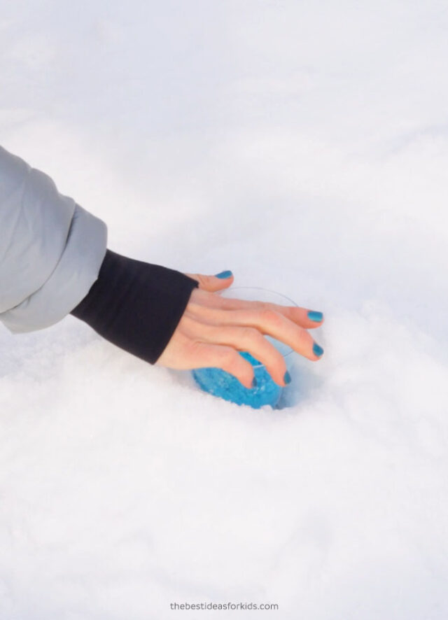 Put cup in snow