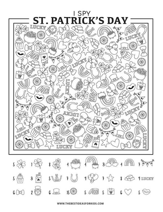 St Patrick's Day I Spy Free Printable