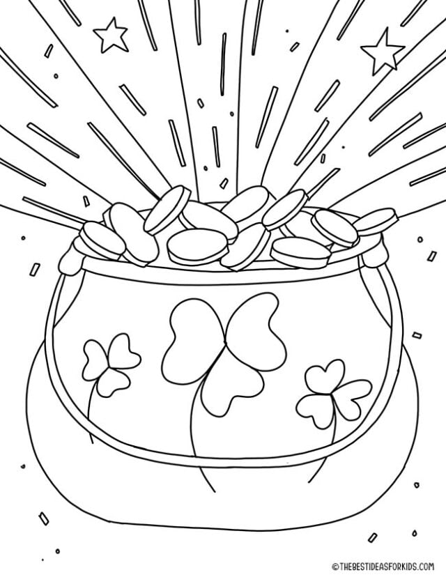 St Patrick's Pot of Gold Coloring Page