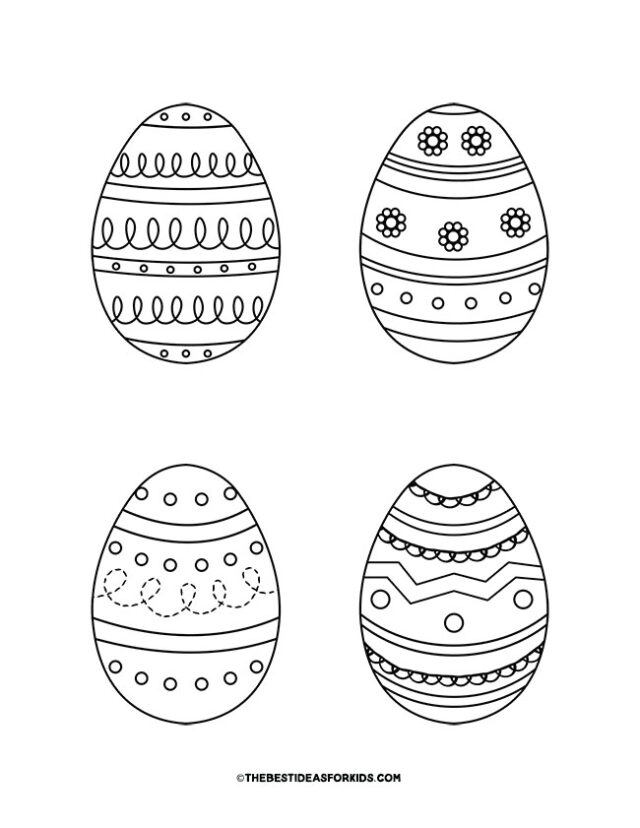 4 Easter Egg Templates with Designs