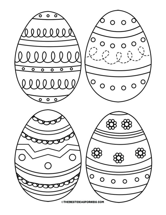 4 Medium Easter Egg Templates with Designs