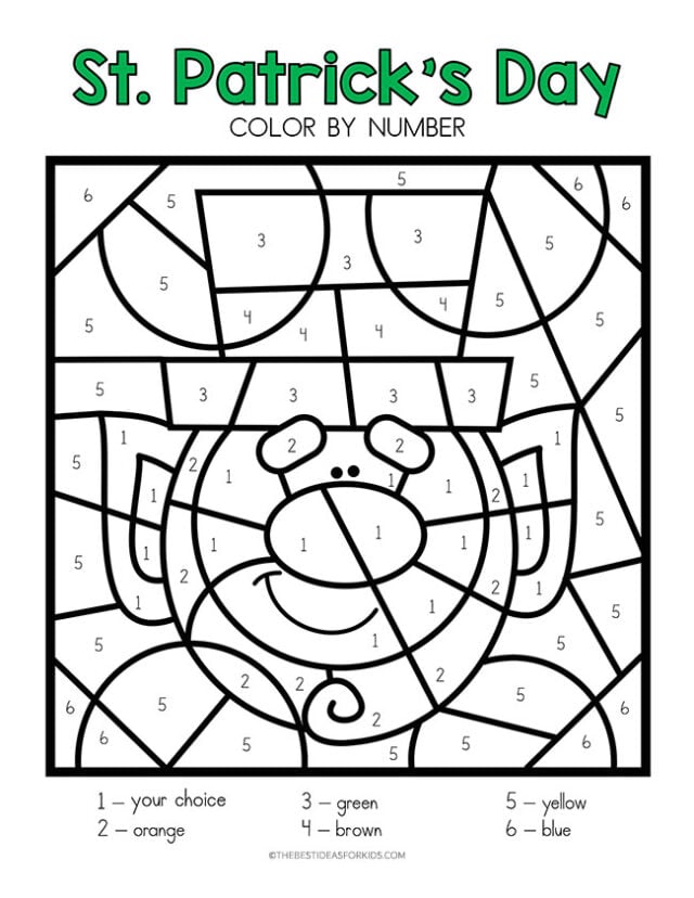 Color by Number St Patrick's Day Leprechaun