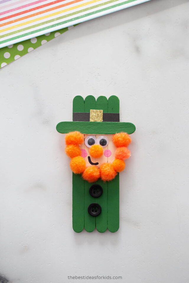 St Patrick's Day Leprechaun Popsicle Stick Craft for Kids