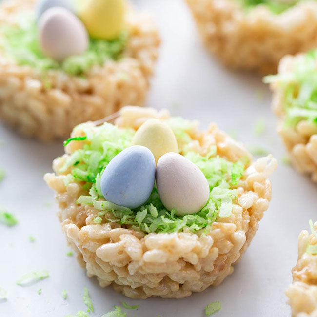 Easter Rice Krispie Nests - Veggie Desserts
