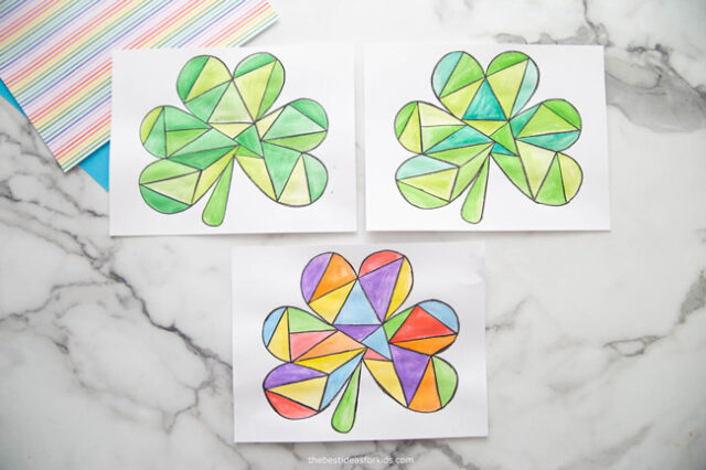 St Patrick's Day shamrock watercolor art