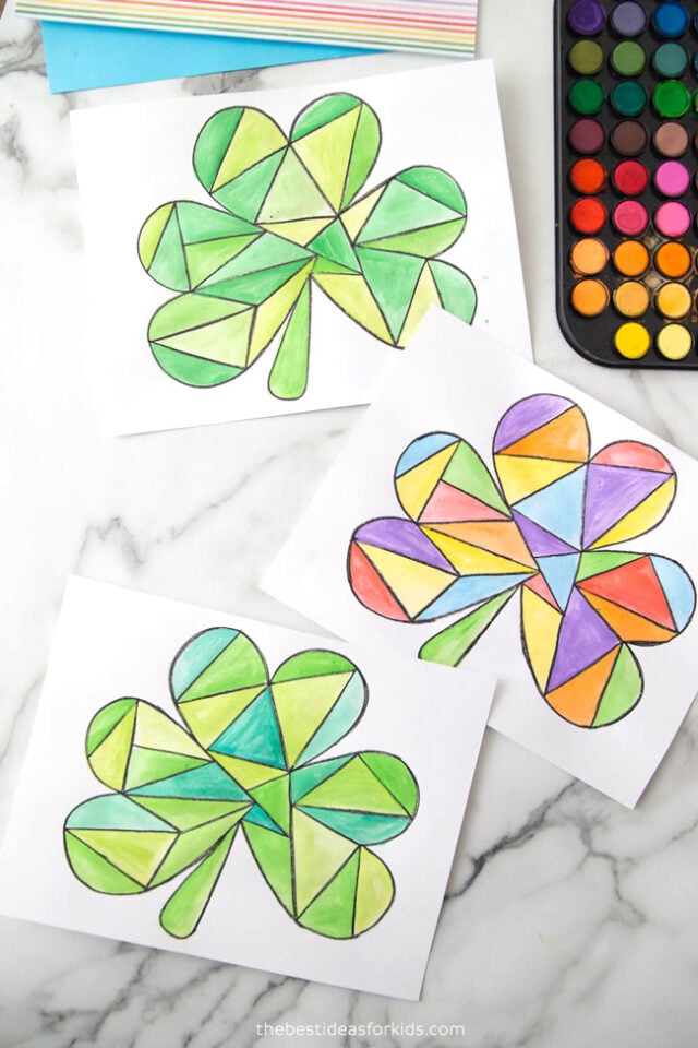 Watercolor Shamrock Art for Kids
