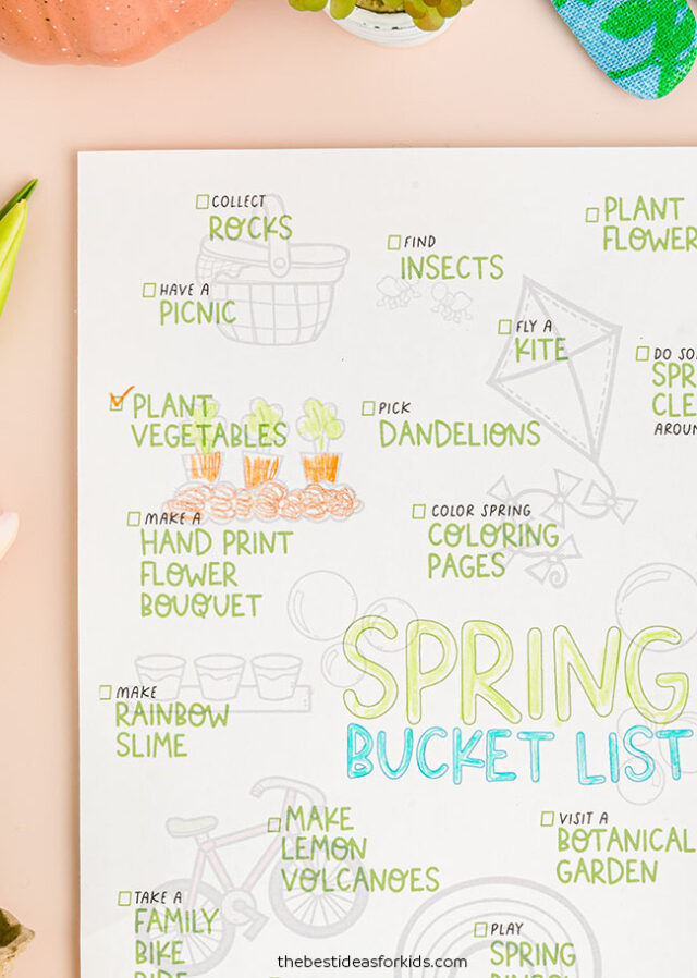Coloring Page Spring Bucket List