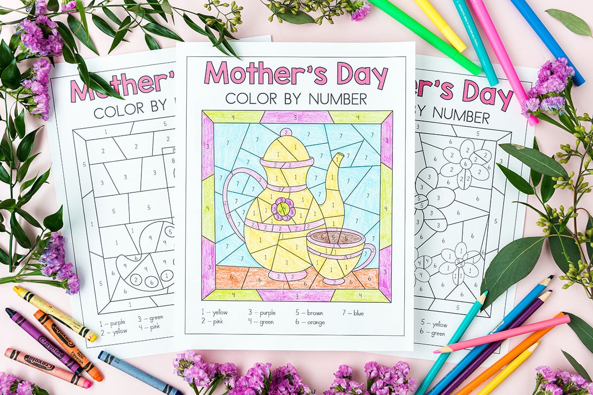 Mother s day color by number free printables the best ideas for kids