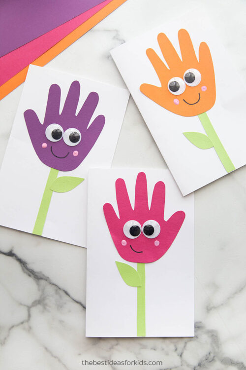 Handprint flower cards the best ideas for kids