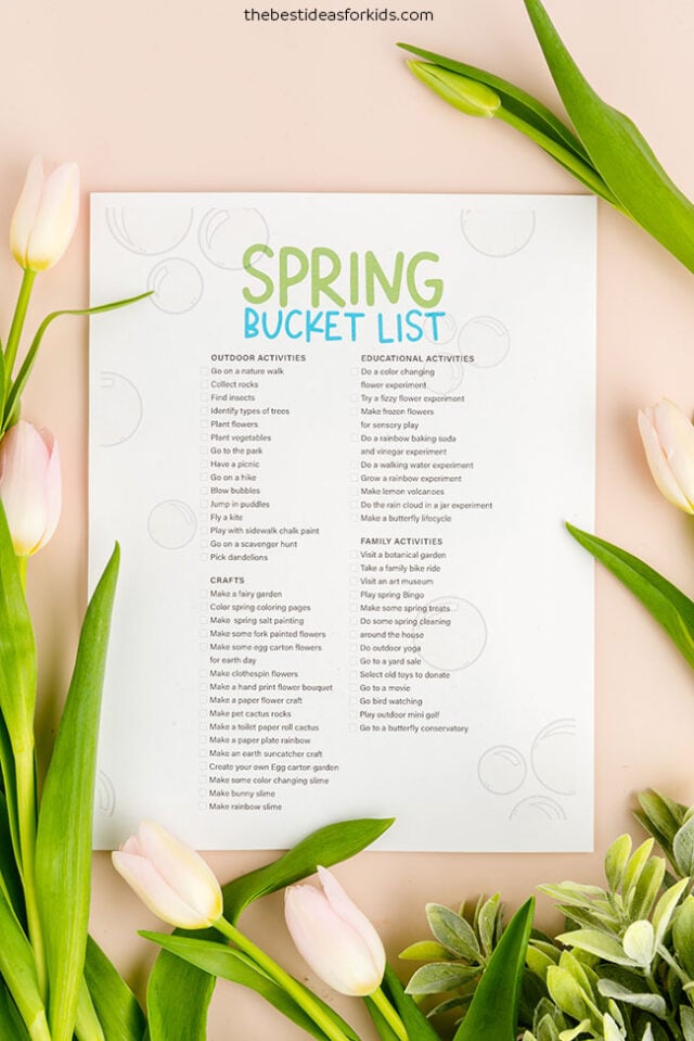 Printable Spring Bucket List Checklist