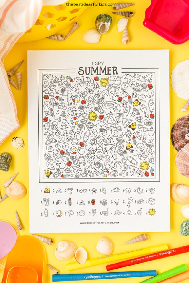 Coloring Page I Spy Summer Printable