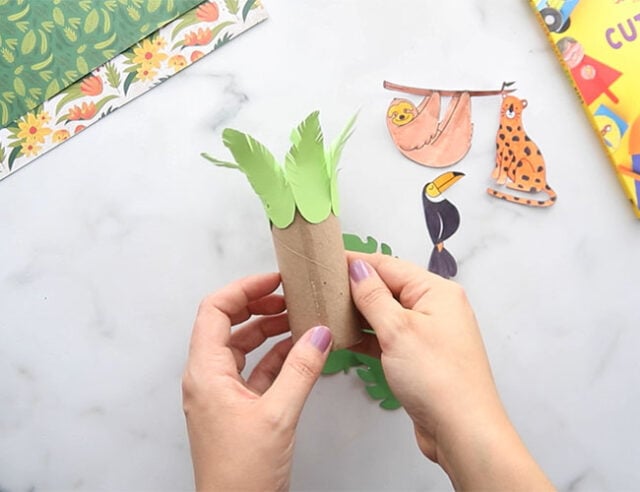 Glue Leaves to Paper Rolls