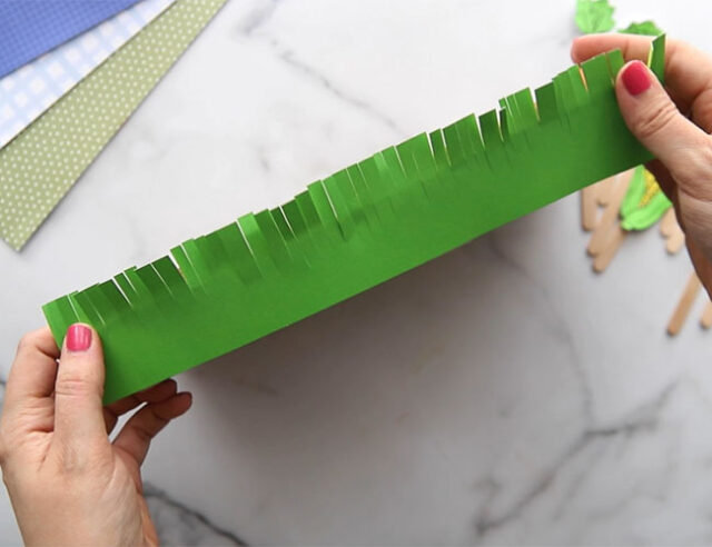 Glue Paper Grass to Egg Carton