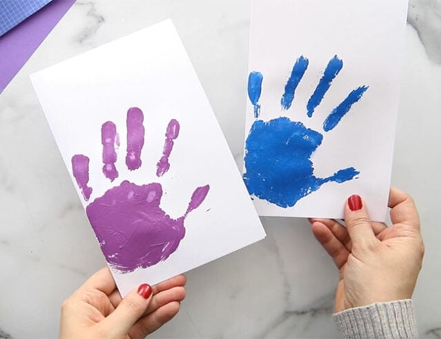 Painted Handprints on Cardstock