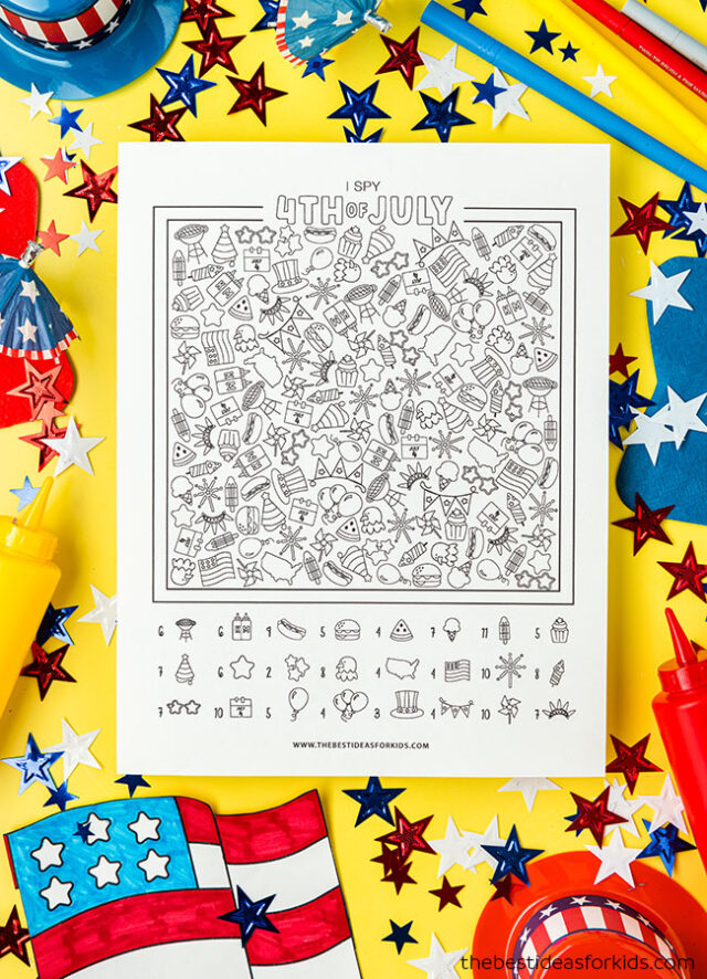 Coloring Page 4th of July I Spy