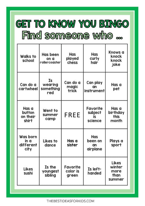 Get To Know You Bingo (Free Printables) - The Best Ideas for Kids