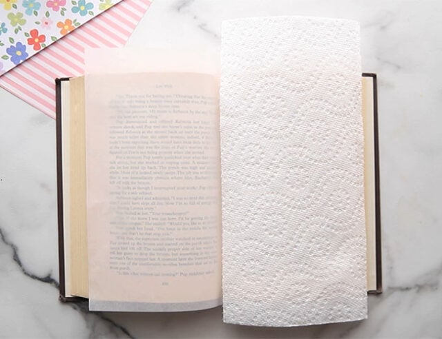 Add paper towel to book
