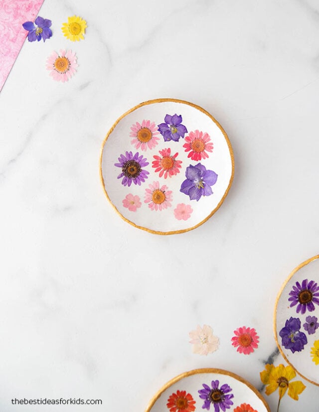 Handmade Pressed Flower Clay Dish