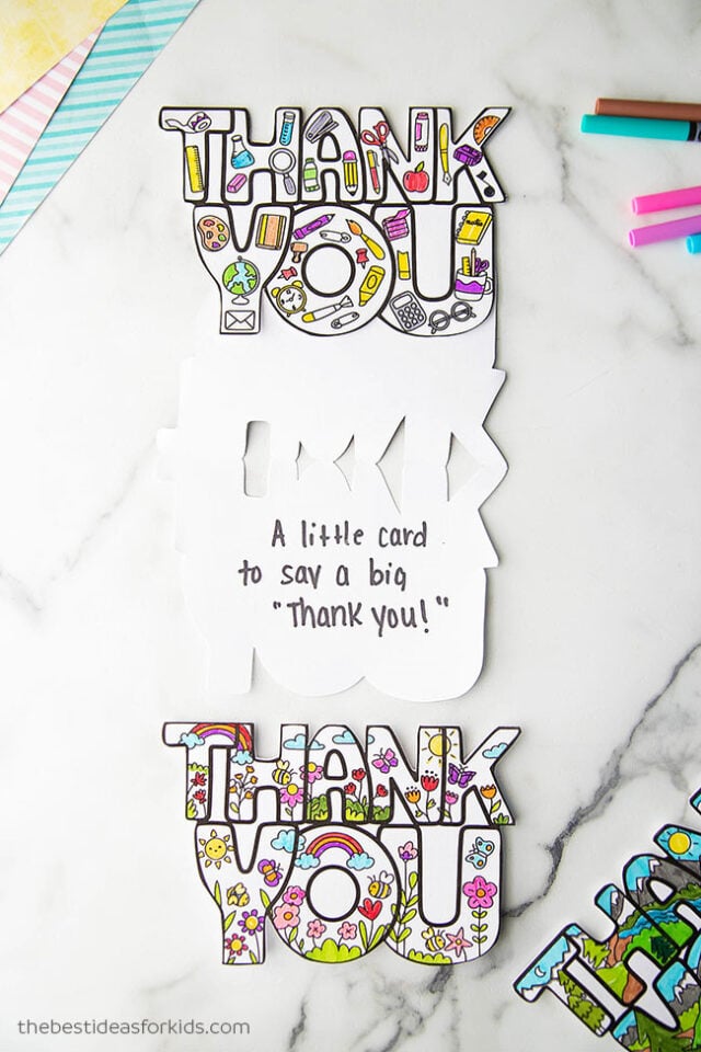 Printable Coloring Thank You Cards