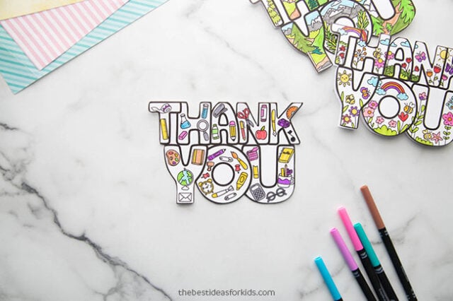 School Supply Coloring Thank You Card