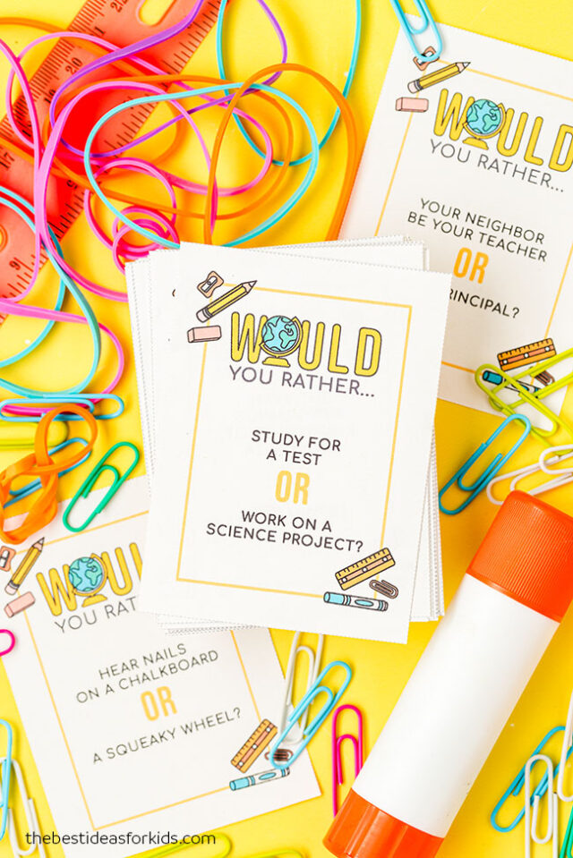 Would You Rather Back to School Printable Cards