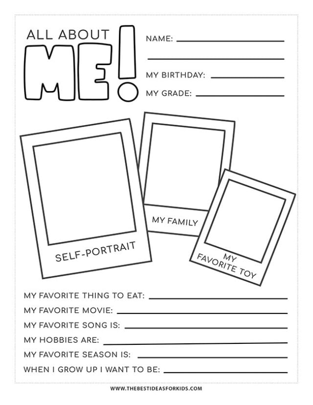 All About Me Elementary Printable