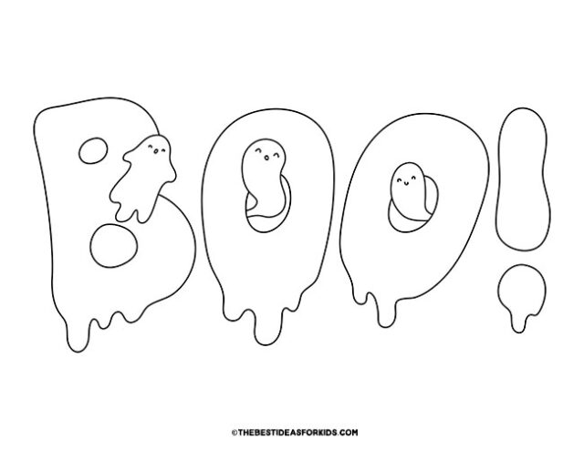 BOO Letters and Ghost Coloring Page