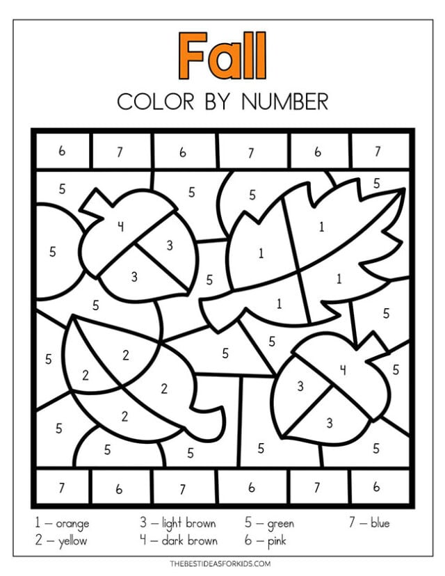 Free Fall Color by Number Sheet